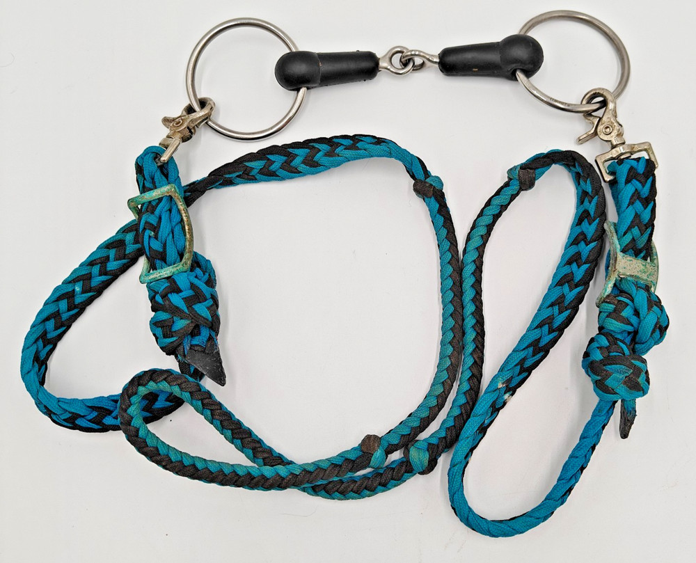 Loose Ring Single Joint Snaffle Bit Rubber! With Reins! Great Condition!