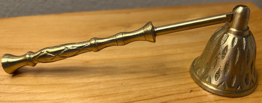 Renaissance Hammered Brass Candle Snuffer!