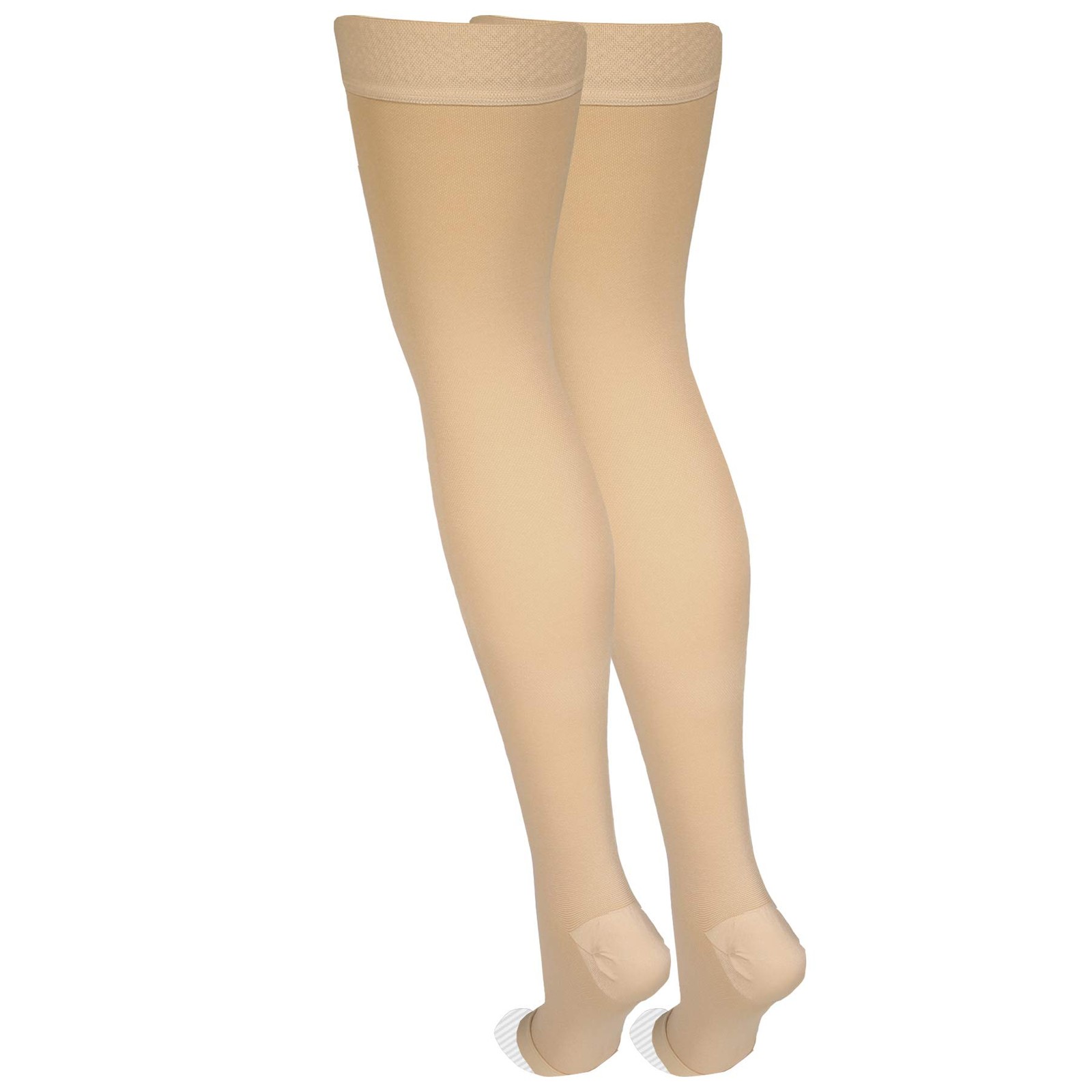 Amazon Basic Care Compression Stockings 20-30 mmHg, Open Toe, Thigh Length, Med