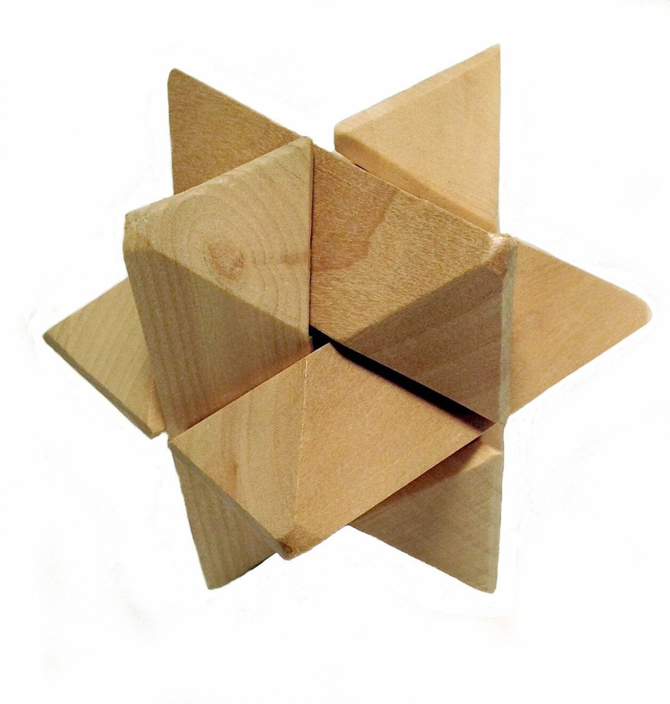 Brain Teaser Wood Interlocking Puzzles Set of 4