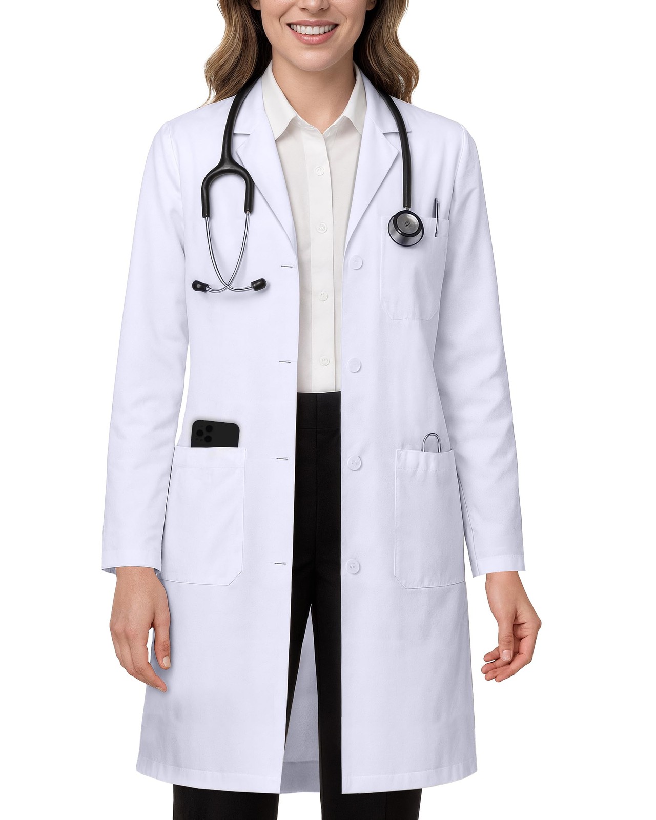 NY Threads Professional White Lab Coat for Women, Small (Pack of 1),
