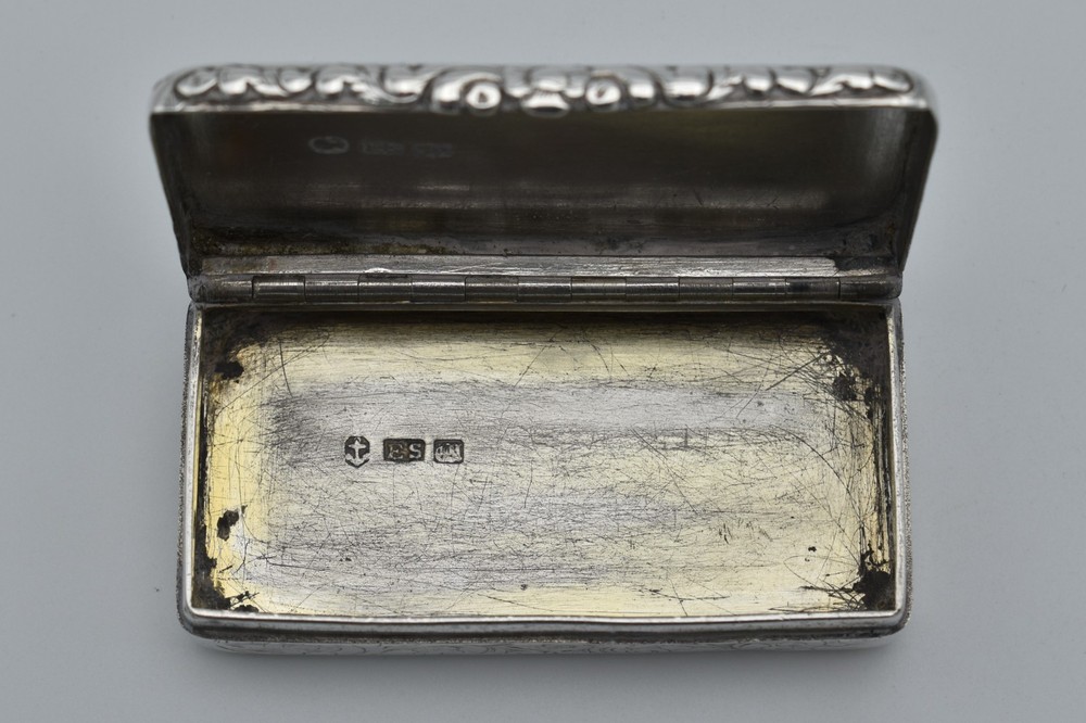 Antique Victorian Solid Silver Snuff Box 1845 Edward Smith