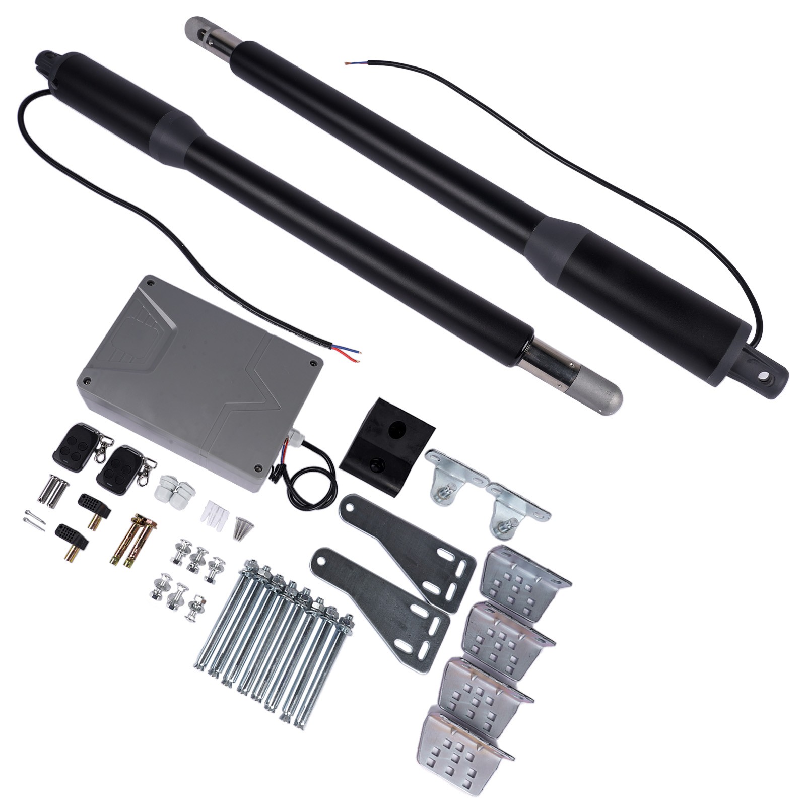 Heavy Duty Automatic Dual Swing Gate Opener Kit + Remote Controls For Fence Gate
