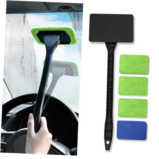 Car Windshield Cleaning Tool, Microfiber Window Cleaner with 4 Washable and