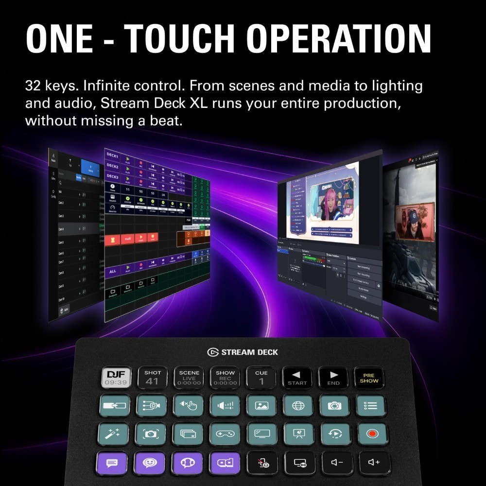 Stream Deck XL – Advanced Studio Controller, 32 Macro Keys, Trigger Actions in