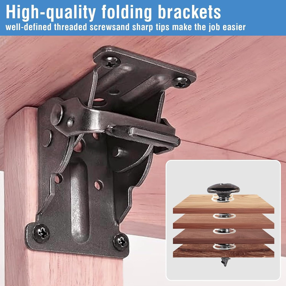 4 Pack Locking Hinge for Folding Table Brackets, Heavy Duty Folding Brackets 90