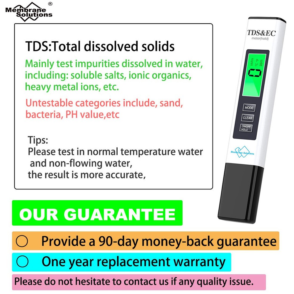 2PCS TDS Meter Digital Water Tester TDS,EC&Temperature Meter PPM Water Testing