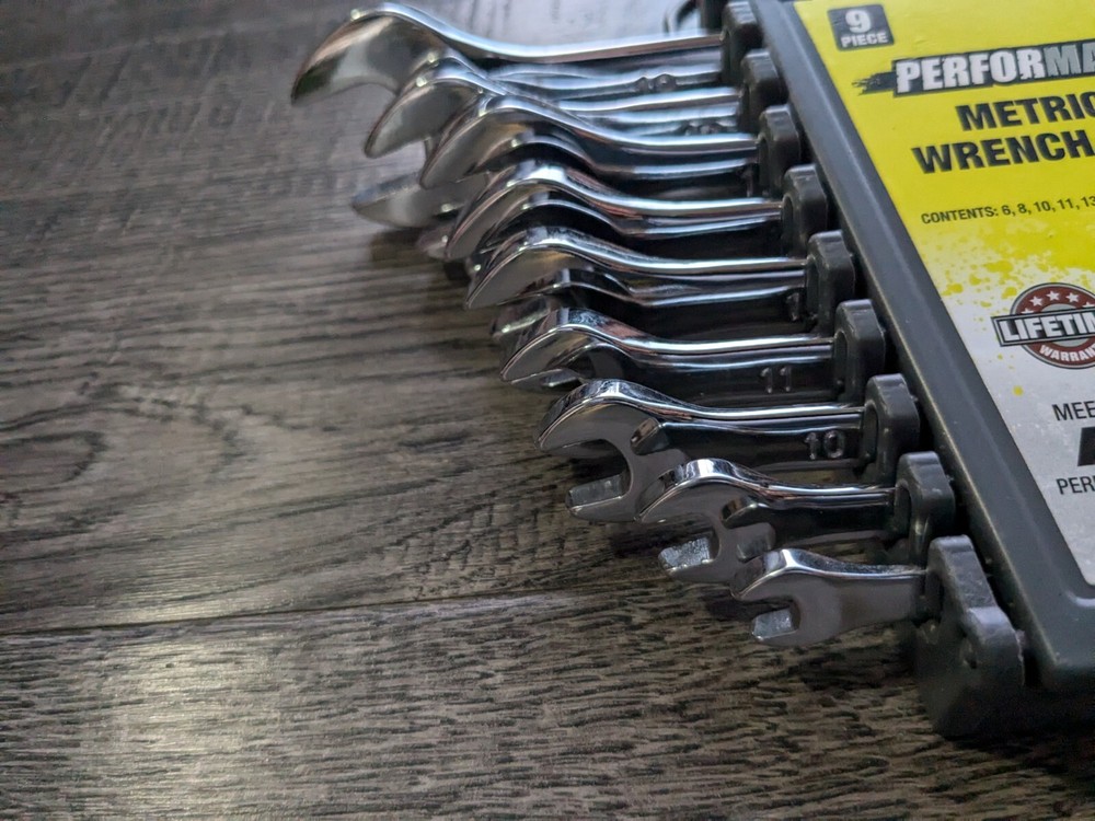 PERFORMAX 9PC Metric Combination Chrome Wrench Set