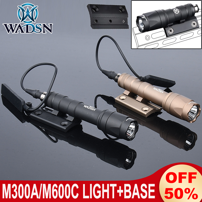 WADSN M300A M600C Hunting Flashlight+Mlok Keymod Offset Mount Base Metal CNC