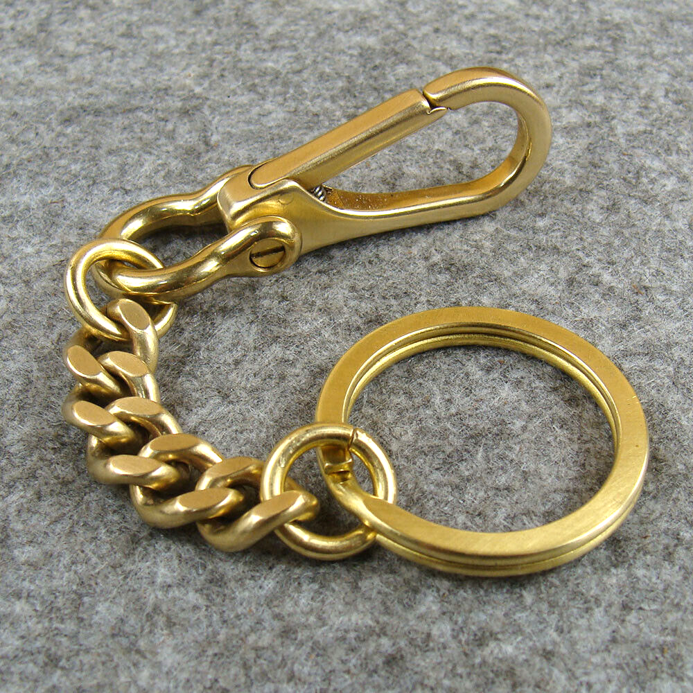 Solid Brass Key Chain Holder Keyrings Bag Wallet Chain Keychains With Snap Hook