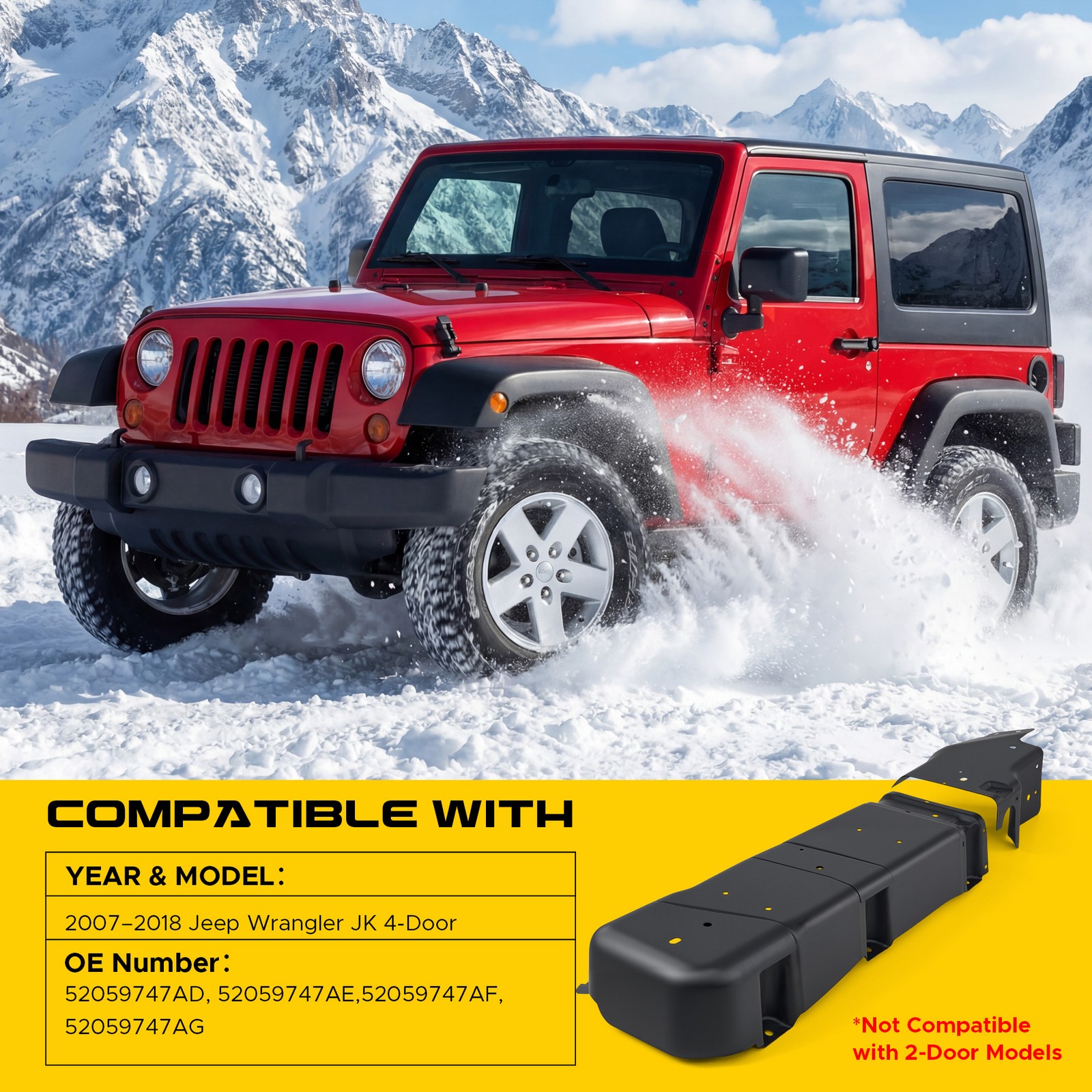 VRC Steel Gas Fuel Tank Skid Plate For Jeep Wrangler JK 4-Door 2007-2018 Black