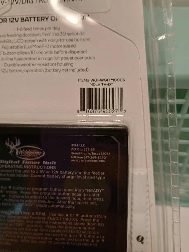 Wildgame Innovations Digital Controller Timer 6V or 12V Battery Operation TH-DT