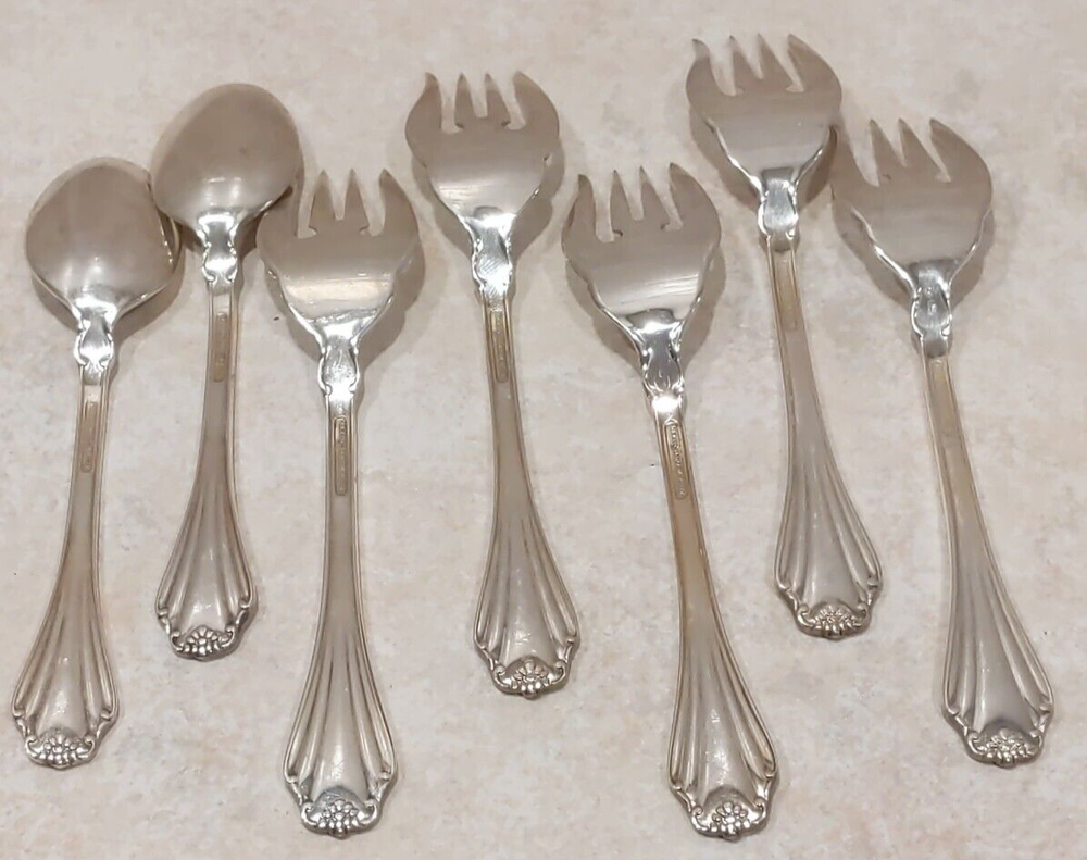 Reed & Barton Elite Flatware Replacements Chippendale 5 Salad Forks 2 Teaspoons