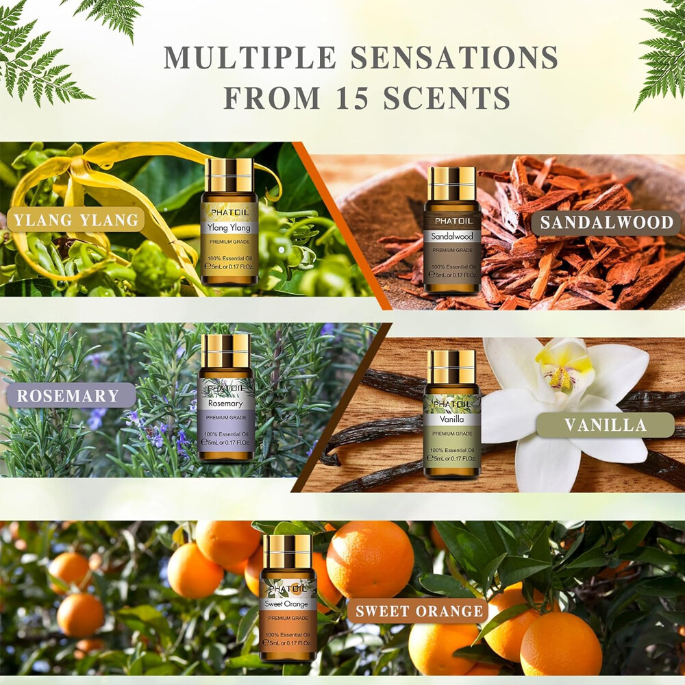 15x 5ML Essential Oil Set Aromatherapy Gift Kit 100% Pure Oils for Humidifier