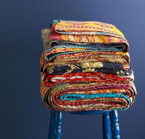Wholesale Lot 10 PC Throw Blanket Kantha Quilt Indian Vintage Cotton Bedspreads
