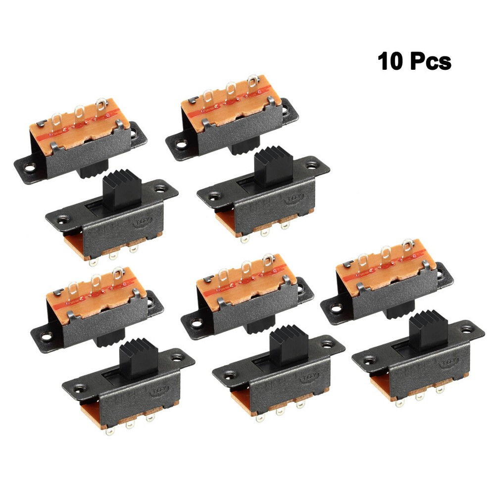 10Pcs 5mm Vertical Slide Switch SPDT 3 Terminals PCB Panel Latching