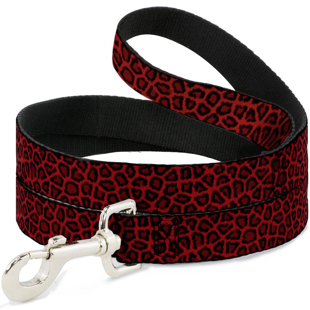 Dog Leash Leopard Red NARROW 0.5"