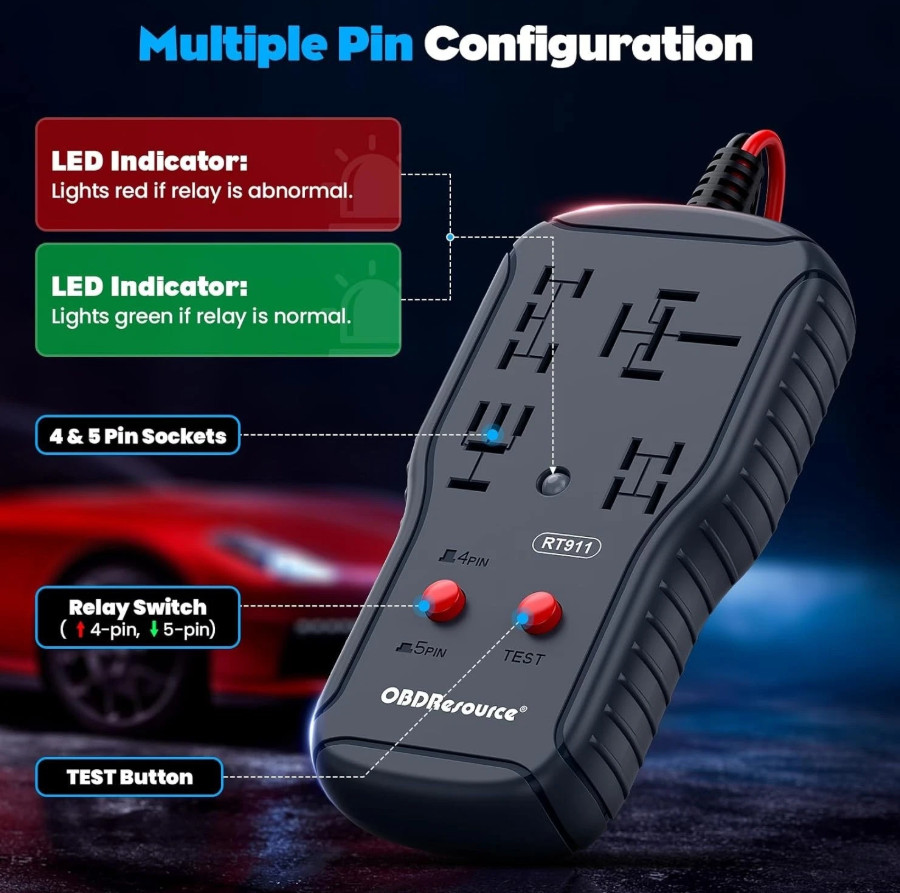 New Automotive Electronic Relay Car Relay Tester Universal 12/24V LED Indicator