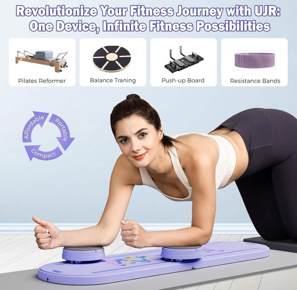 Pilates Board, Pilates Reformer Set, Portable and Foldable Machine Multifunction