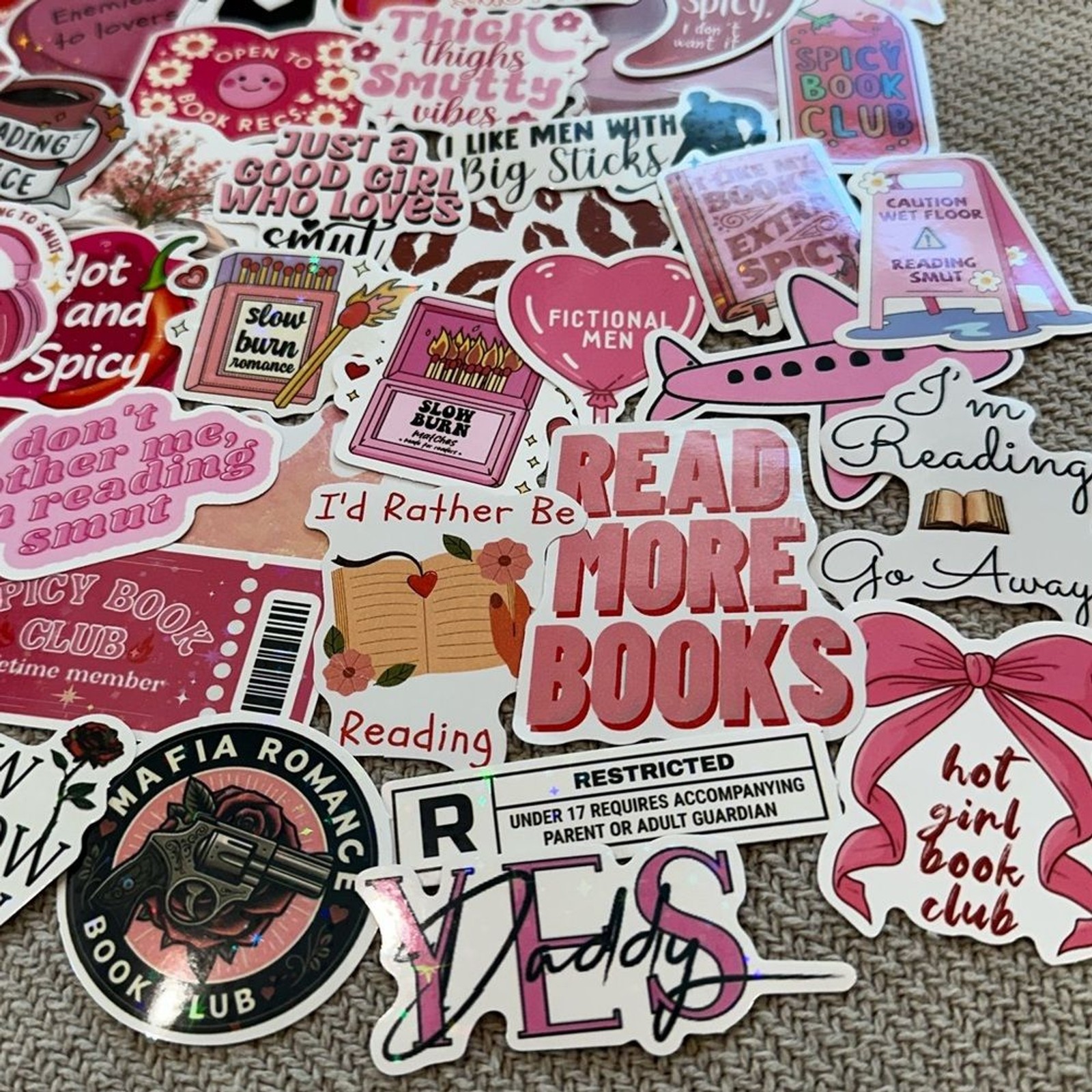 Sticker Lot 50 pcs Reading Kindle Romance Pink Smut Book Cute Girlie