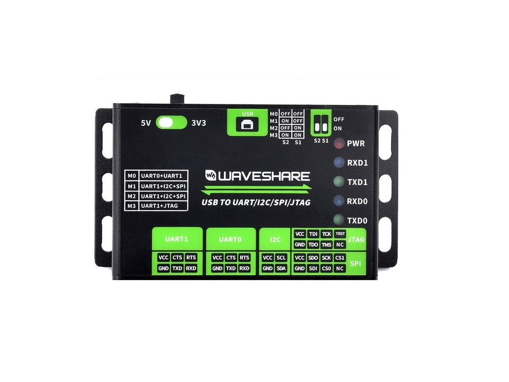 Waveshare USB To UART/I2C/SPI/JTAG Converter Support Multiple Interfaces 3.3V/5V