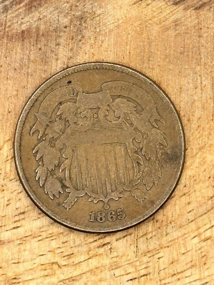 1865 2 Cent Piece Two Cents US Coin Nice Shape #6079