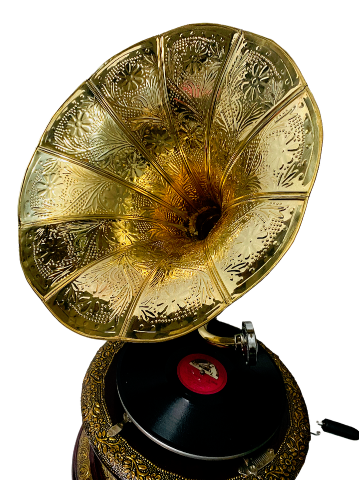 Wooden Solid HMV Gramophone Fully Functional working Fhonograpf, win-up record