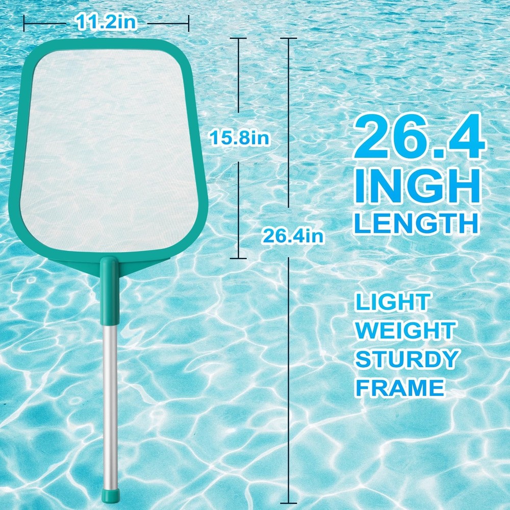 Pool Skimmer - Pool Net with Pole, Pool Skimmer Net with Solid Plastic Frame,...