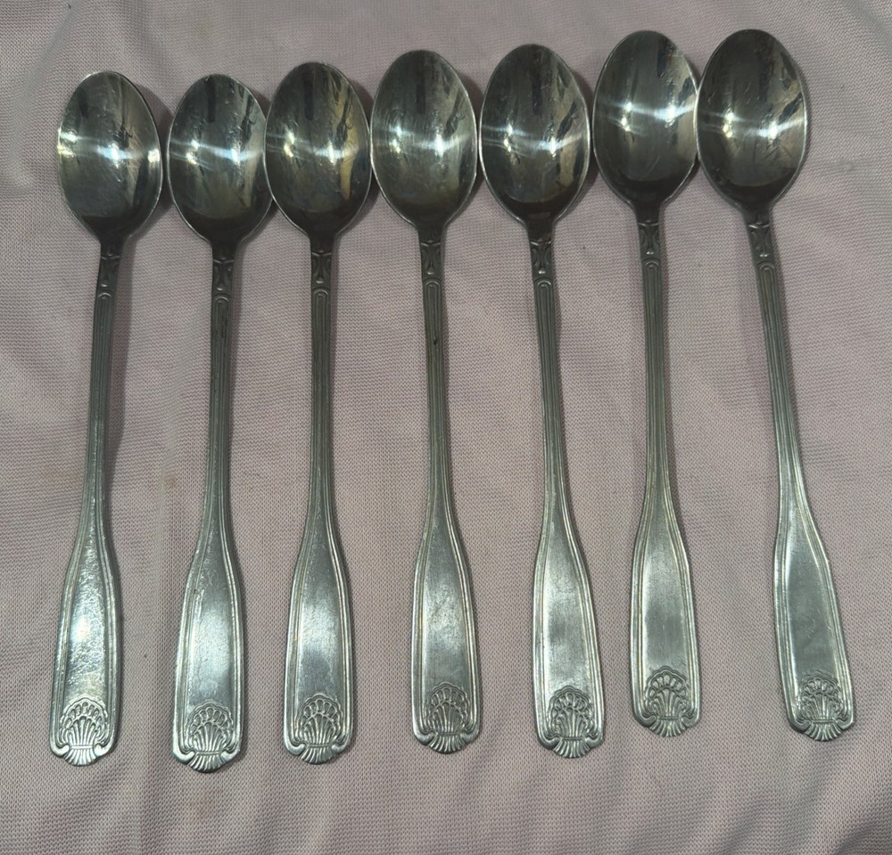 Vintage Royal Chicago SHELL Flatware Set-7 Piece Iced Teaspoons