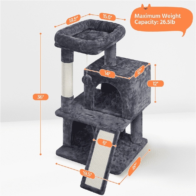 Multi-Level Cat Tree Condo W/ Scratching Posts Plush Edged Perch Playhouse New