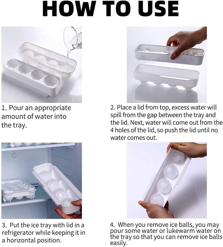 4 Grid Large Ice Ball Mold Cube One Tray- B6