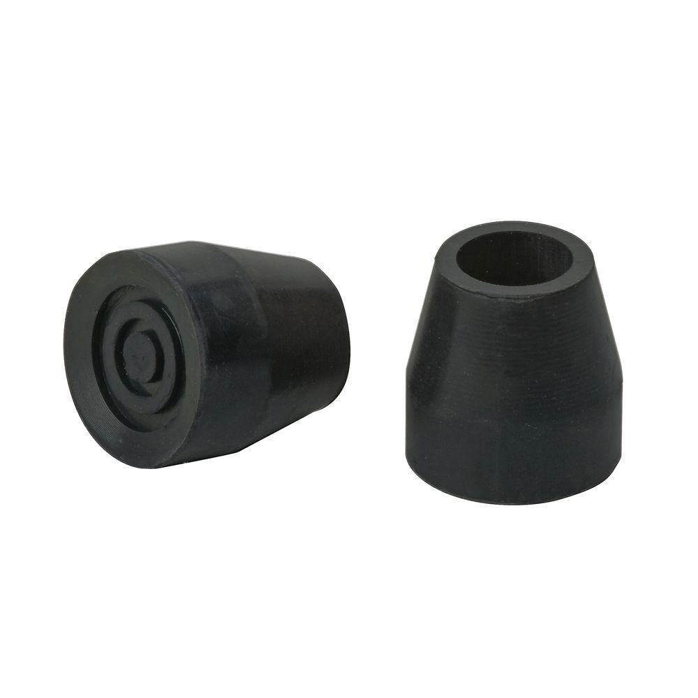 2 Pack Walker Replacement Tips with Metal Insert Black 1/2” OD