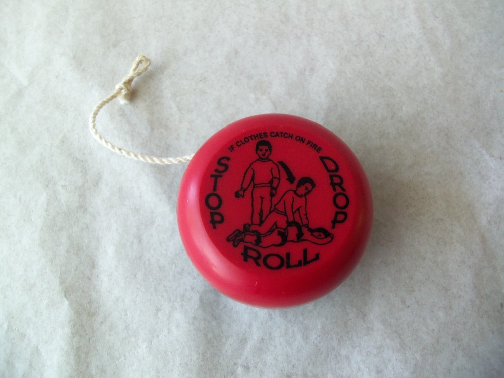 Vtg Fire Safety Stop Drop & Roll YO YO! RED & BLUE!