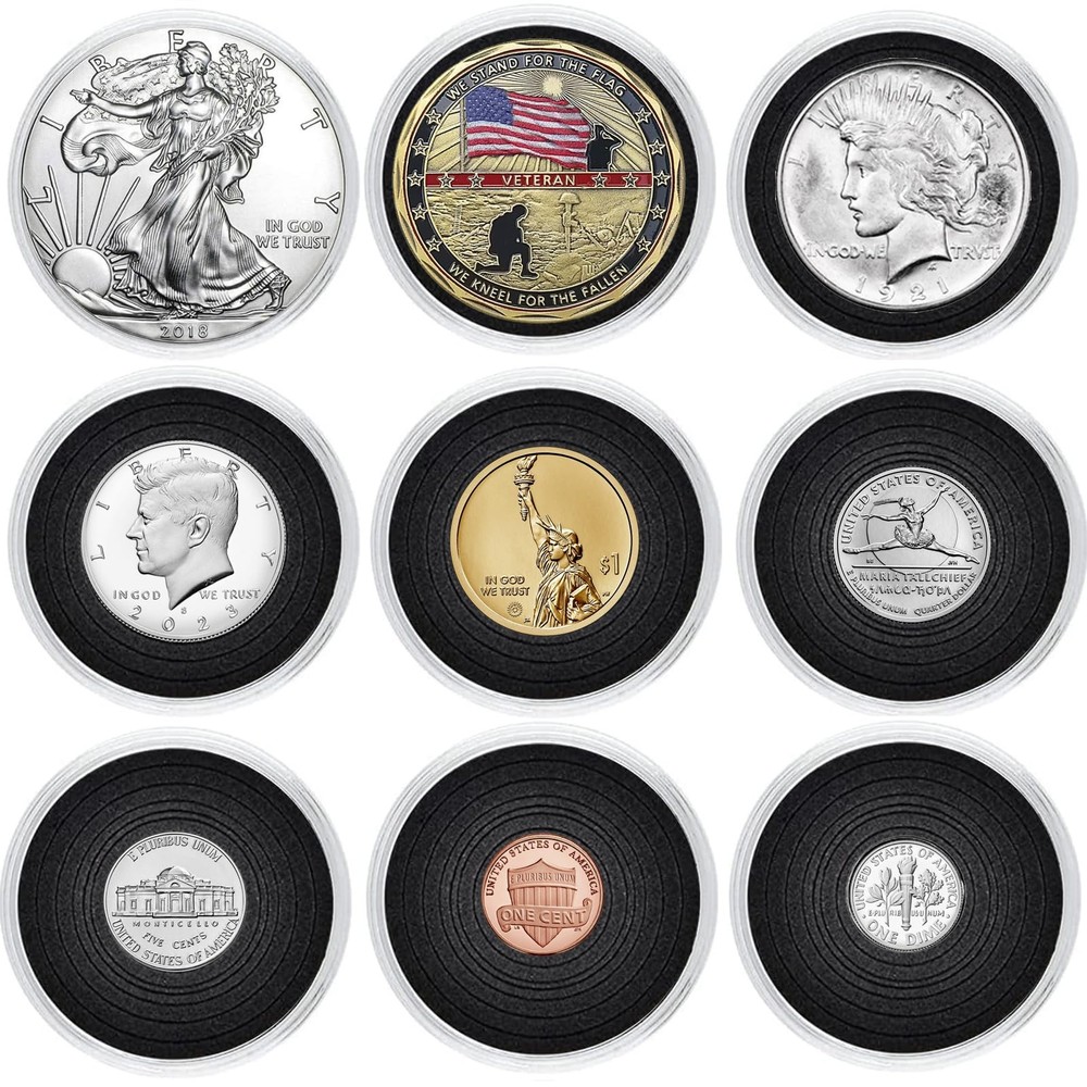 MUDOR Silver Dollar Coin Holders with 10 Size 41mm(Silver Eagle), Clear