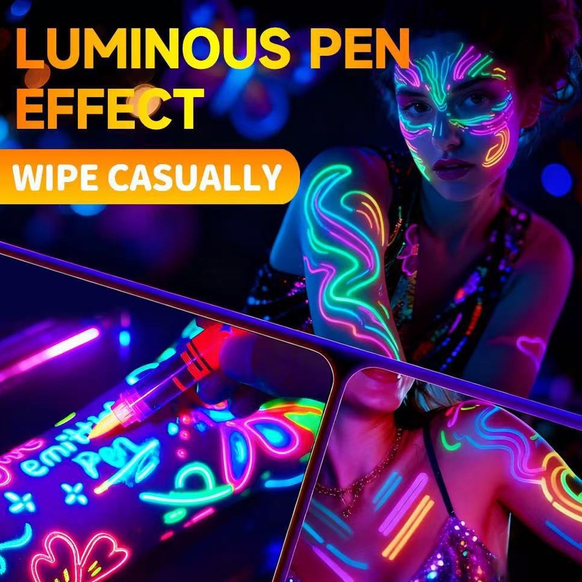 Glow in The Dark Face & Body Paint Sticks – 8 Neon Colors for UV Blacklight Par