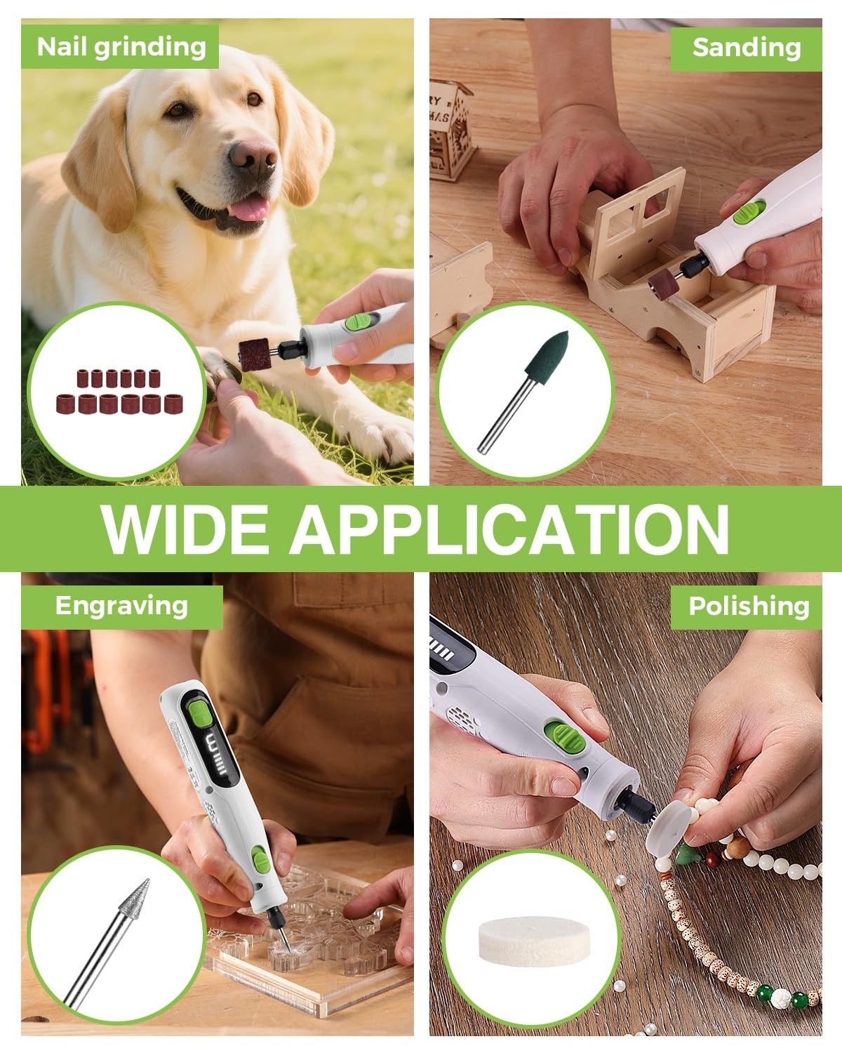 WORKPRO 6-Speed Dog Nail Grinder Pet Nail Grinder 70 Accessories Rotary Tool Set