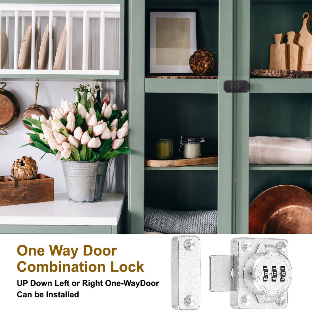 2 Pcs Combination Cabinet Latch Keyless Password Lock Silver