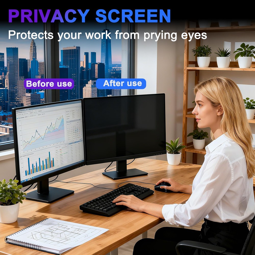 [2 Pack] 24 Inch Computer Privacy Screen for 16:10 Aspect Ratio Widescreen Mo...