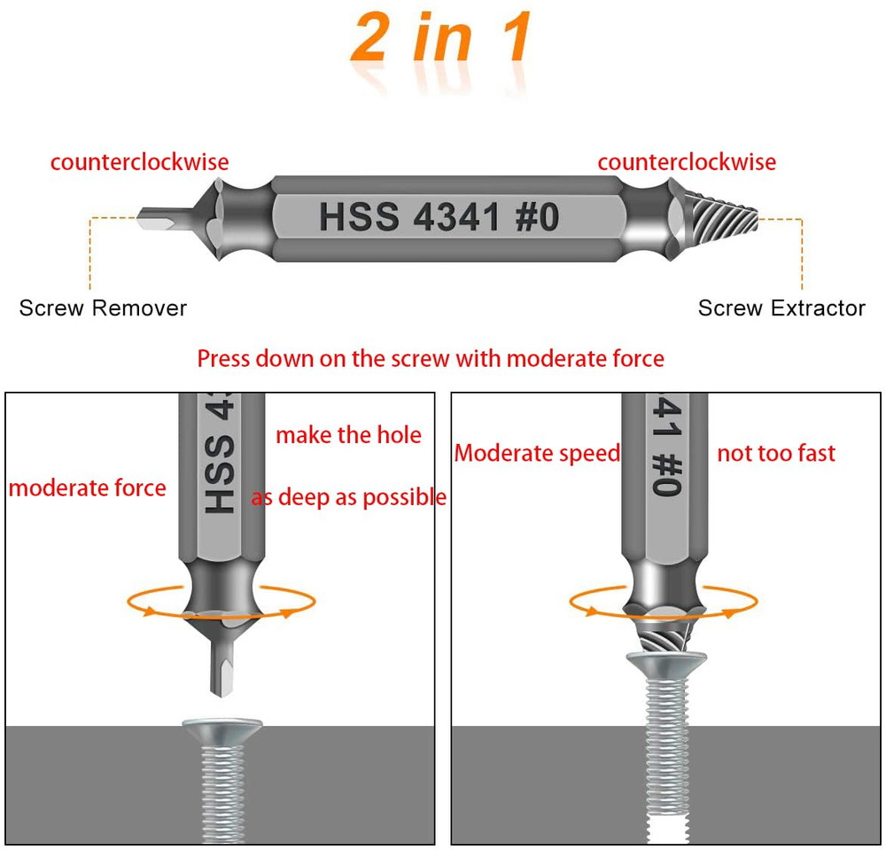 Damaged Screw Extractor - Remover Stripped Head Screws Nuts Bolts Drill Bit Tool