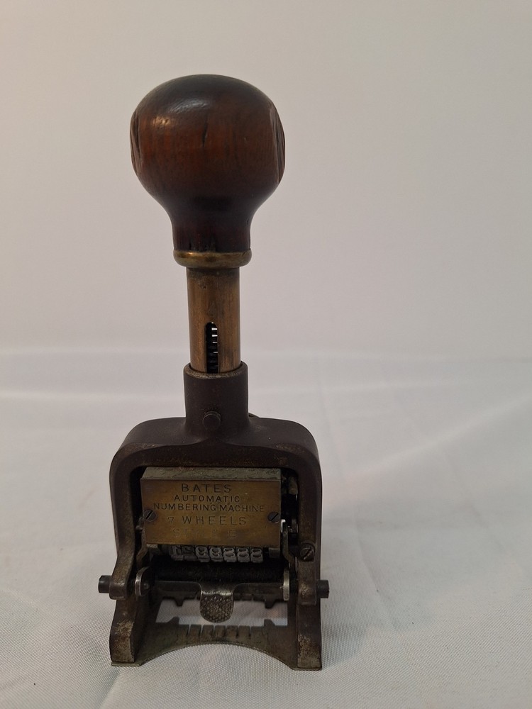 Vintage Bates Automatic Numbering Machine with Wheels  Stamper