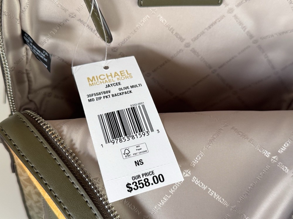 Michael Kors Jaycee Medium Zip Pocket Backpack MK Ombre Olive Multi
