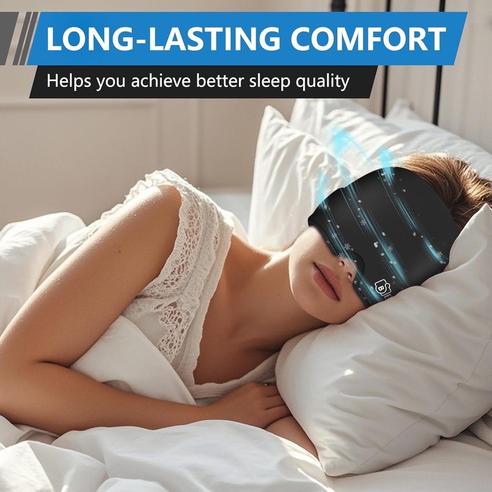 Migraine Relief Cap Ice Pack Headache Hat Hot & Cold Therapy Full Head Coverage