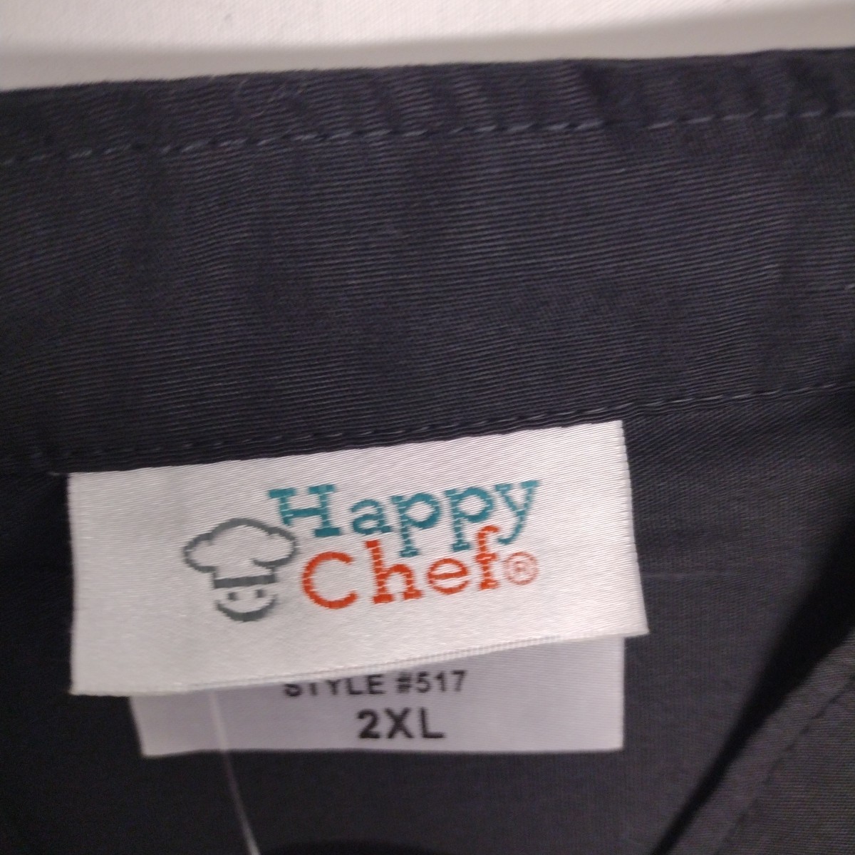 Happy Chef Black Grey 2XL Double Breasted Chefs Coat NWT snap button