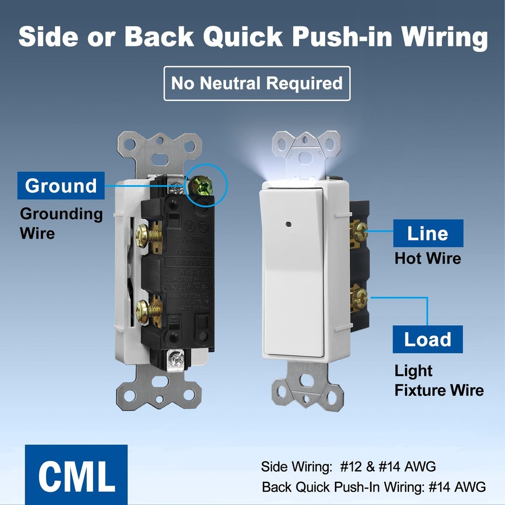 CML 10 Pack Single Pole with LED Nightlight, Gloss White