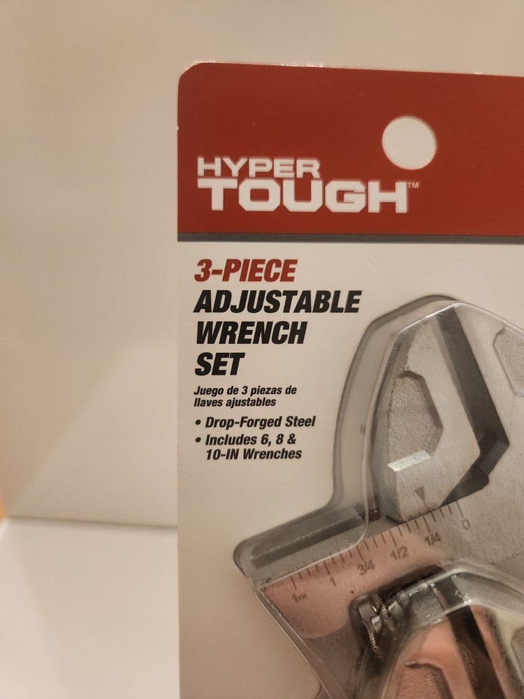 HYPER TOUGH Adjustable Wrench Set • Includes 6” 8” 10” Wrenches