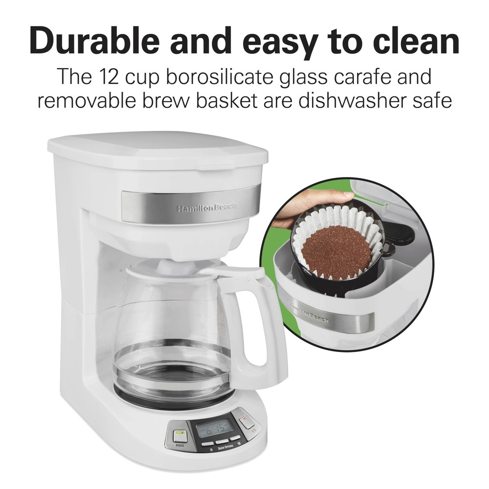 12 Cup Programmable Drip Coffee Maker Machine, Regular & Bold Brew Options, A...