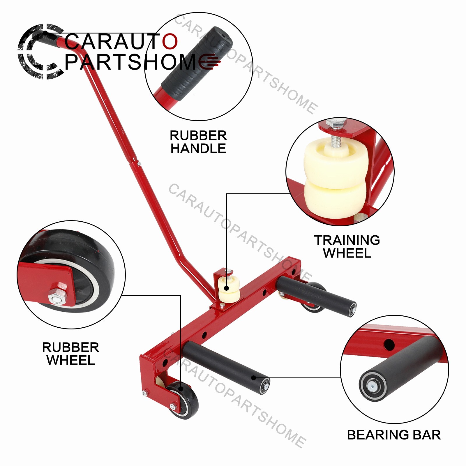 Heavy-Duty Adjustable Tire Wheel Dolly 330 LBS Moving Tool Cart Wheel Lift Red