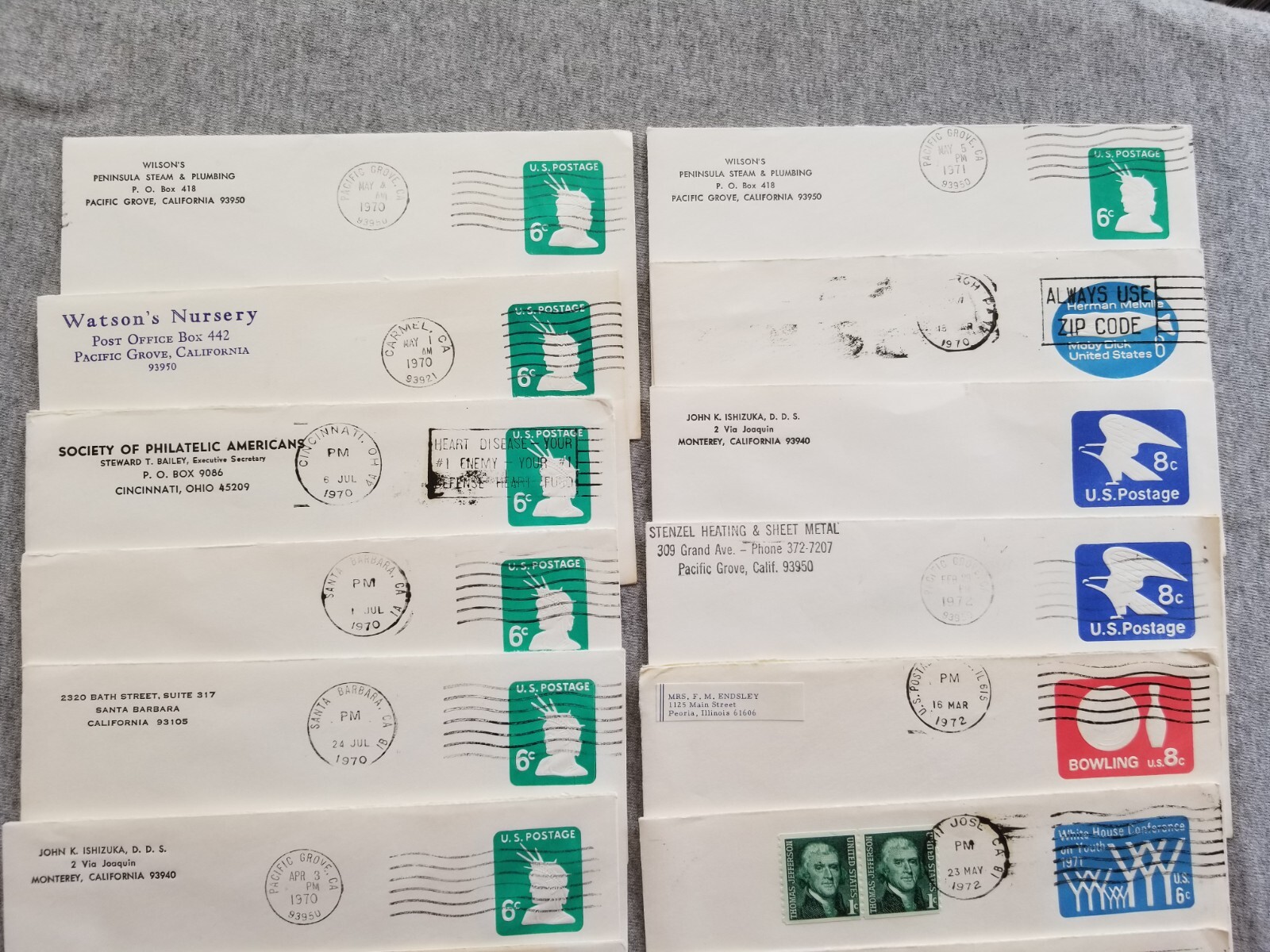US Postal Stationary Covers Lot of 16 Used 1970s some with stamps