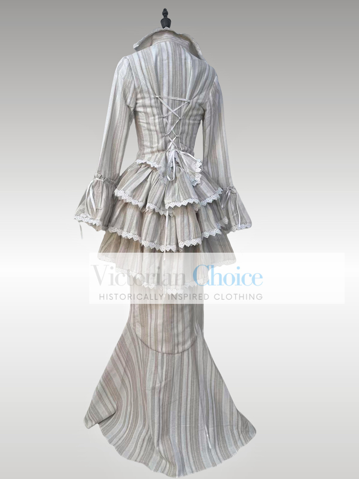 Edwardian Downton Abbey 1900s Vintage Form Fitting Peplum Dress Theater Gown 328