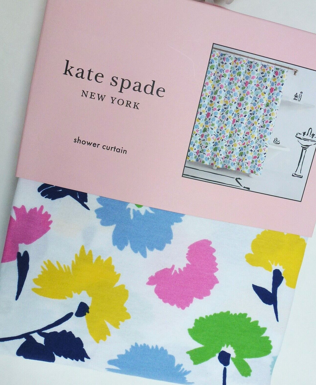 New KATE SPADE Gala Floral SHOWER CURTAIN Colorful Flowers